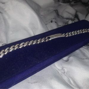 Blinged out authentic silver cuban chain womens bracelet
